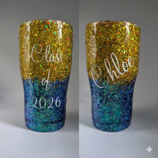 Custom epoxy drinkware tumbler by MB in Arts