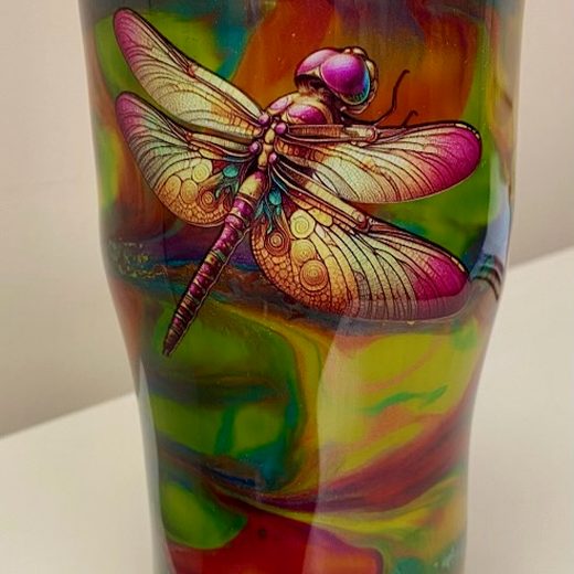 Custom epoxy drinkware tumbler by MB in Arts