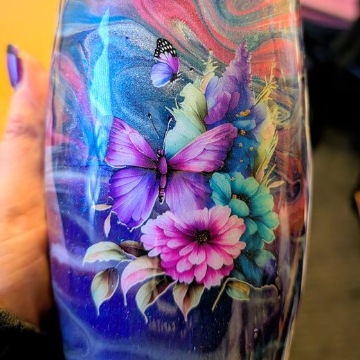 Custom epoxy drinkware tumbler by MB in Arts