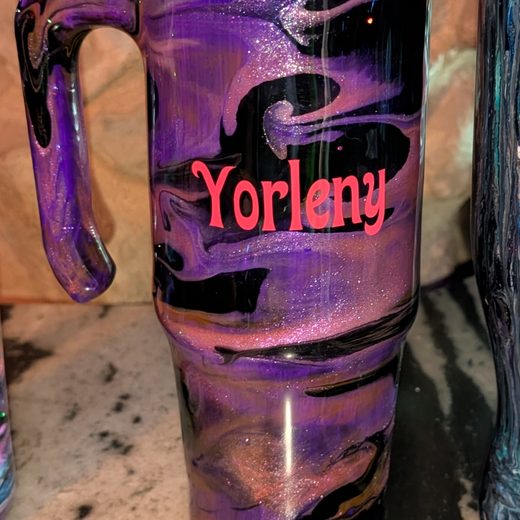 Custom epoxy drinkware tumbler by MB in Arts