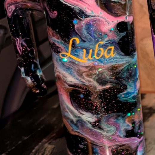 Custom epoxy drinkware tumbler by MB in Arts